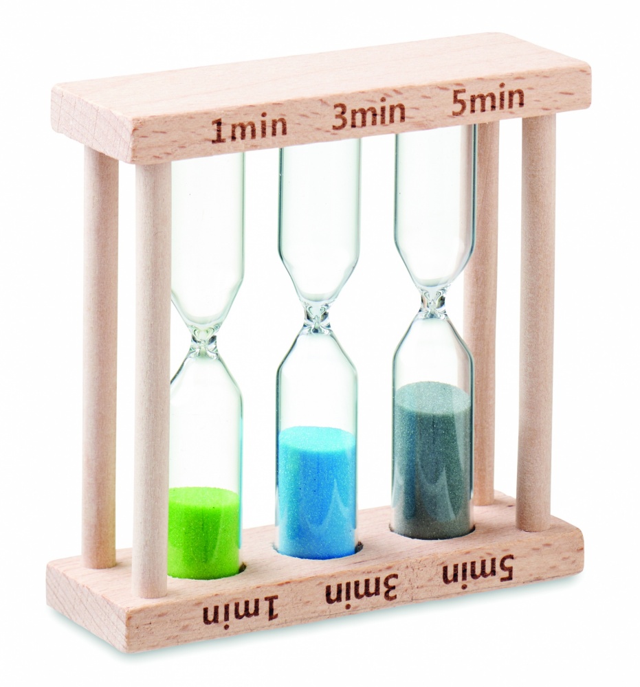 Logo trade promotional gift photo of: Set of 3 wooden sand timer